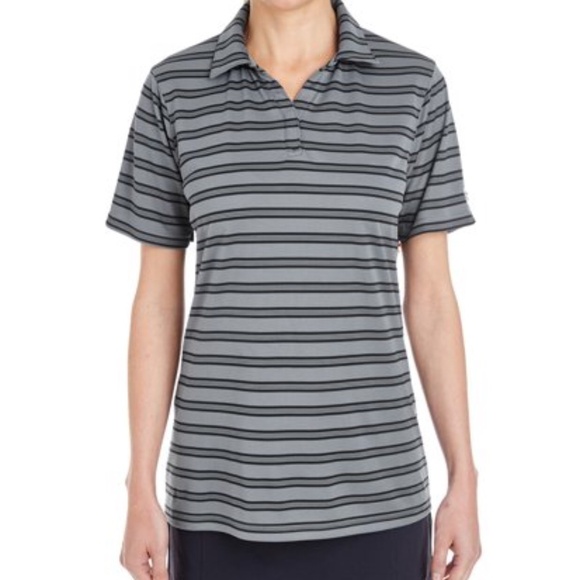 NWT Under Armour Women’s Tech Stripe Polo Gray Small Golf Tennis - Picture 1 of 7